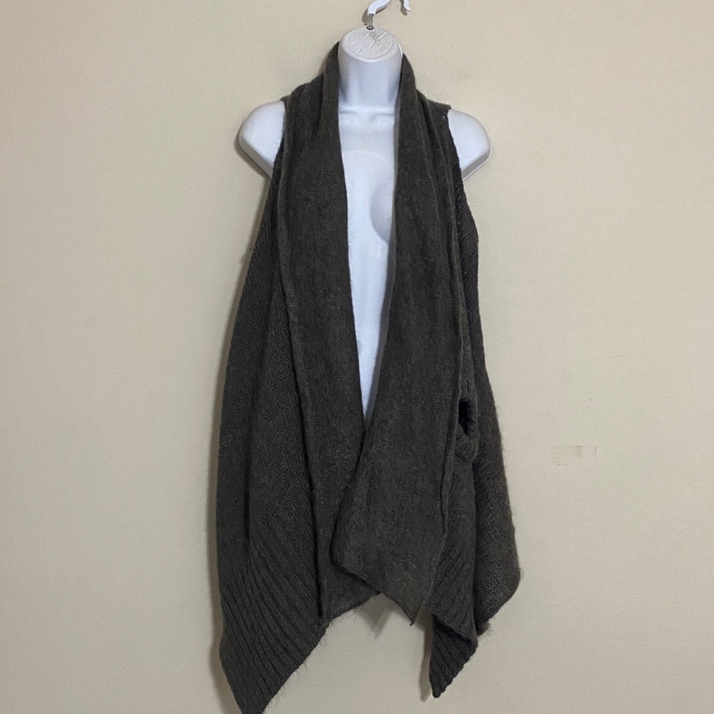 Isabel Benenato Charcoal Open Front Sweater Vest women 44 cozy wool lagenlook